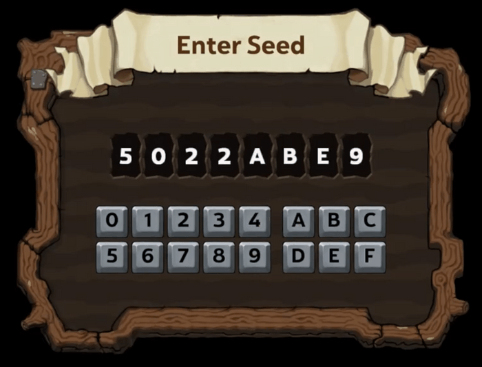 The automatically entered seed